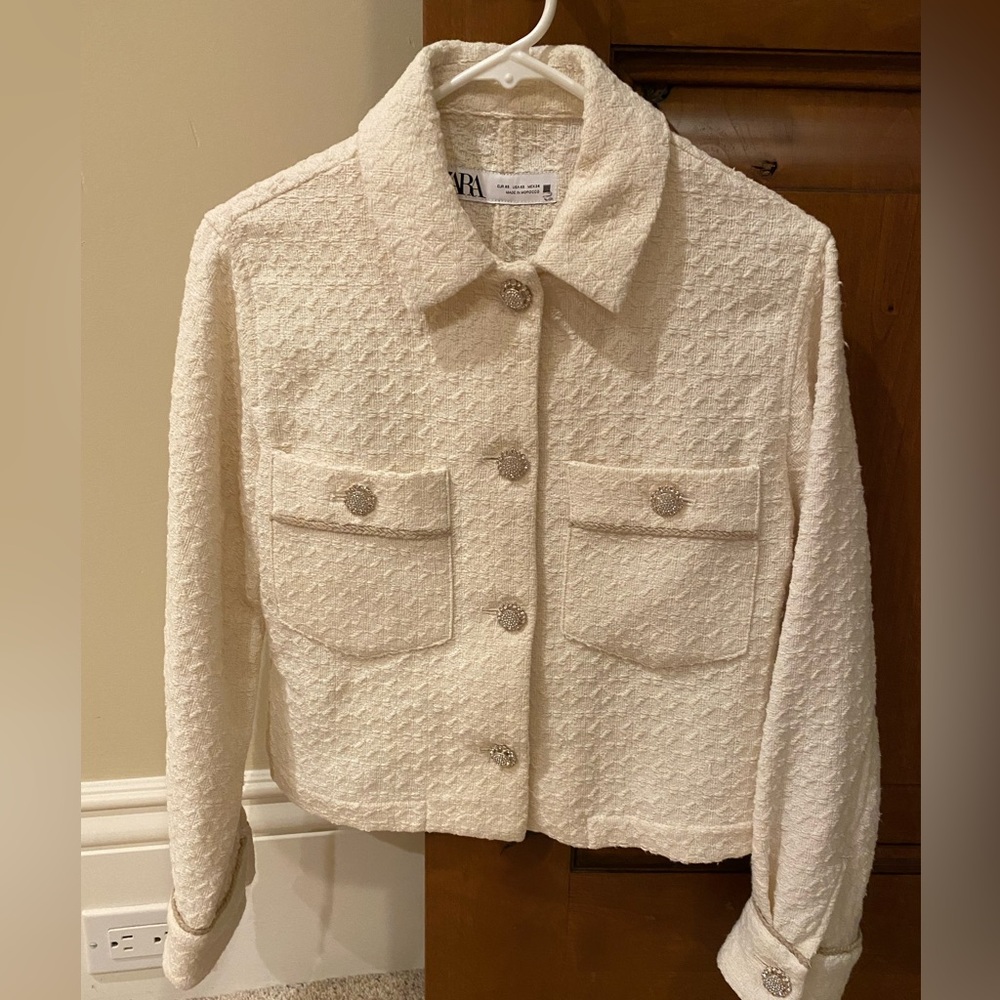 Zara Cream Textured Blazer